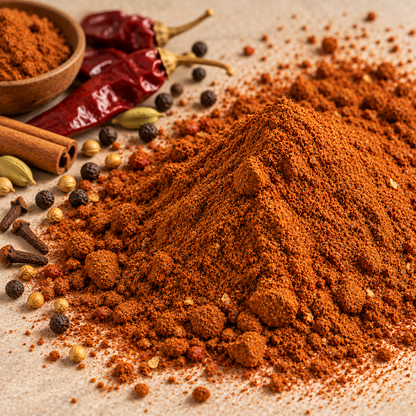 Vaaraahi Chicken Masala spice powder texture with aromatic whole spices