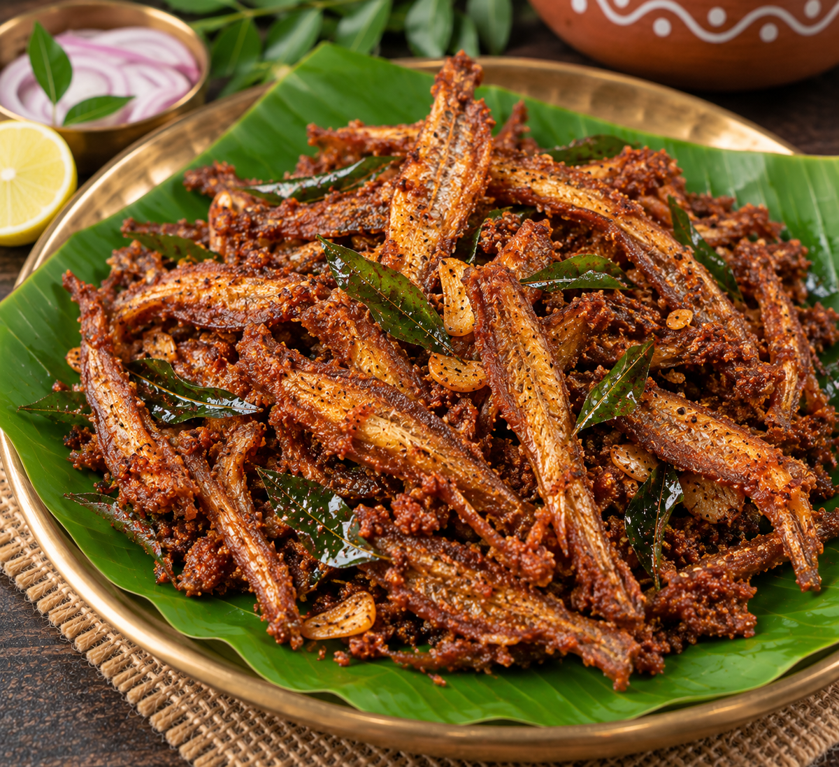 Dried Bombay Duck fry with curry leaves and spices