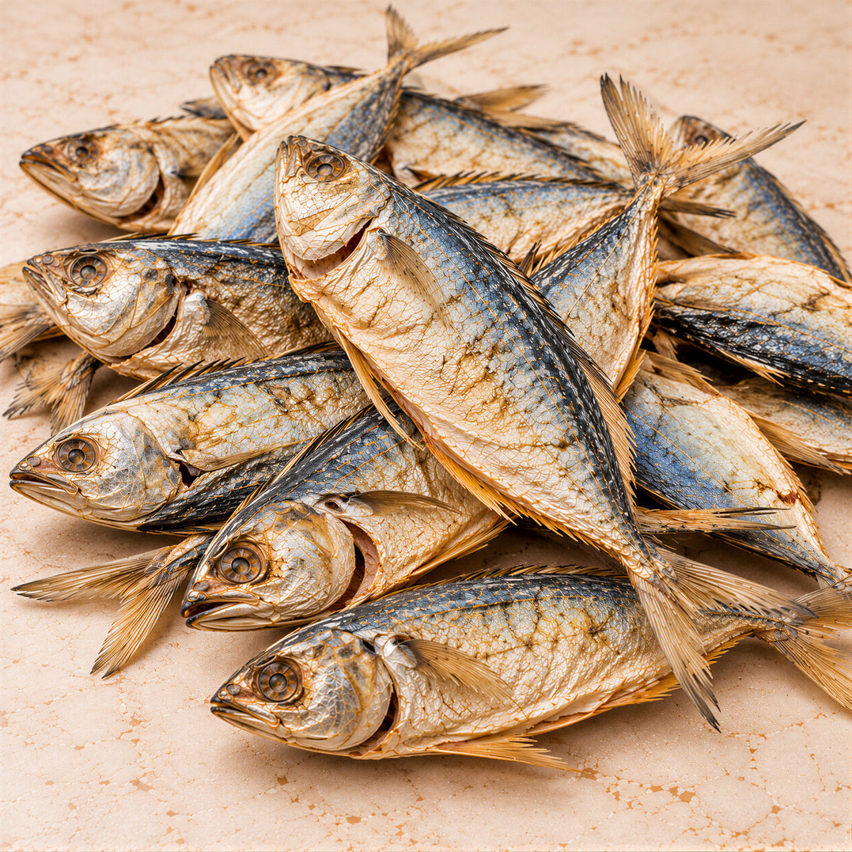 Close-up of naturally sun-dried Mackerel Fish