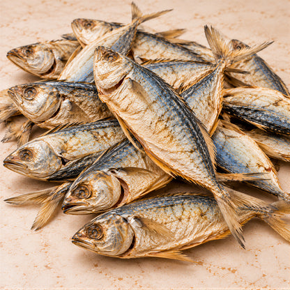 Close-up of naturally sun-dried Mackerel Fish