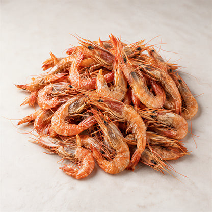 Close-up of naturally sun-dried small prawns