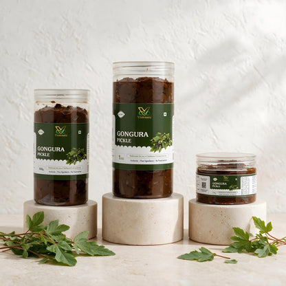 Vaaraahi Gongura Pickle available in multiple pack sizes