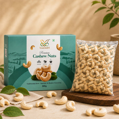 Vaaraahi Premium Cashew Nuts 500g box with sealed cashew pack