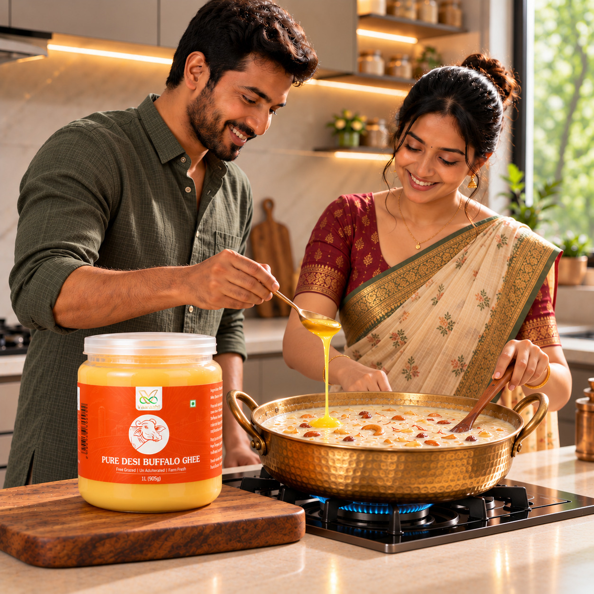Vaaraahi Pure Desi Buffalo Ghee used in traditional cooking