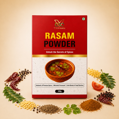 Vaaraahi Rasam Powder 200g with traditional rasam and spices