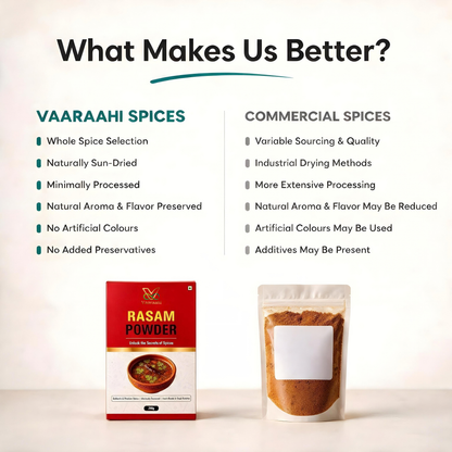 Vaaraahi Rasam Powder quality and processing comparison