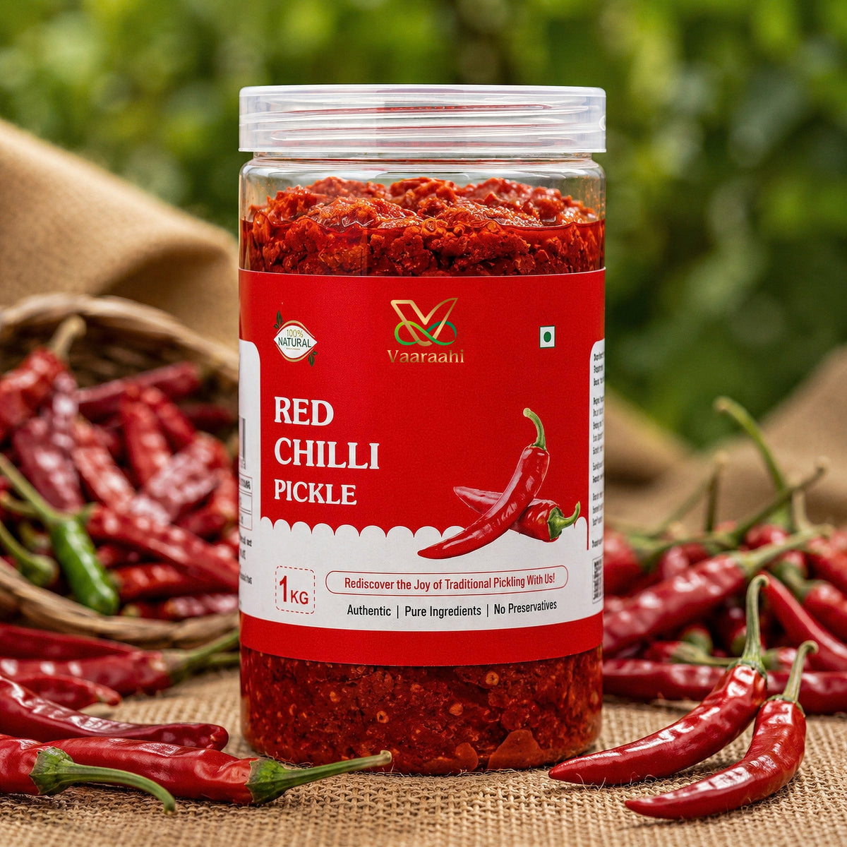 Vaaraahi Red Chilli Pickle 1kg made with traditional spices