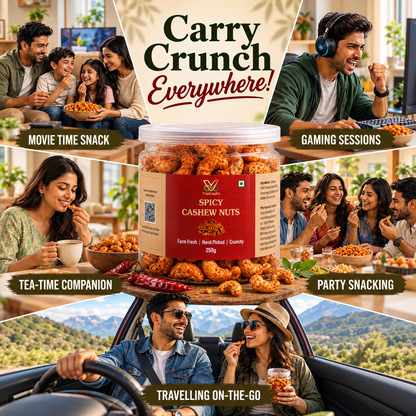 Vaaraahi Spicy Cashew Nuts for movie time, gaming, tea, parties and travel