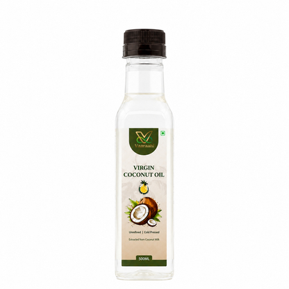 Vaaraahi Virgin Coconut Oil 500ml bottle on white background