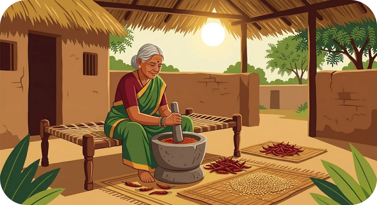 Traditional village food preparation methods followed by Vaaraahi